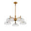 Lustre vintage à 5 branches en laiton avec abat-jour en verre transparent nervuré pour décoration intérieure-1631548924