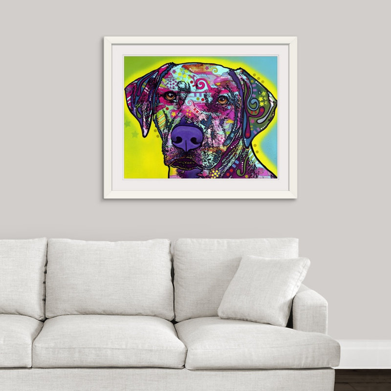 «Rhodesian Ridgeback» par Dean Russo - reproduction, H 32 po x l 38 po x P 1 po, Cadre blanc
