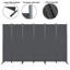 Paravent 6 panneaux d'intimité l 120 po x H 71 po pour espace intérieur, structure métallique robuste et cloison autoportante en tissu de polyester pour la chambre à coucher, le bureau et le salon - noir et gris