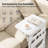 C Shaped End Table With Charging Station, Couch Side Table With Storage Bag, Height-Adjustable And Foldable TV Tray With 2 USB Ports And Outlets For Living Room, Bedroom, White-285949361