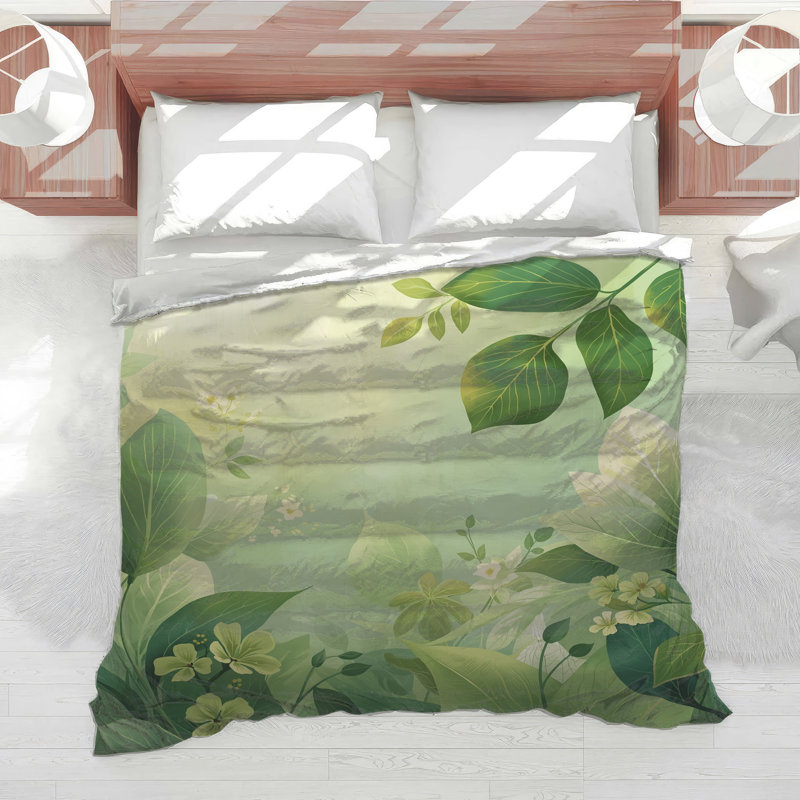 Green Leafy Plants Comforter, Twin Extra Long