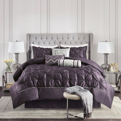Édredon 7 pièces - 1 joli édredon, 2 taies décoratives, 3 coussins, jupe de lit Fer à repasser à la vapeur pour les plis
