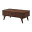 Table rectangulaire à finition noyer avec portes tambour et 2 tablettes pour une finition café moderne