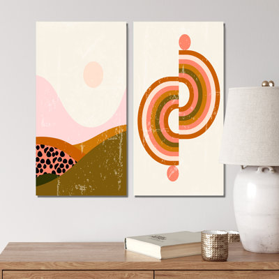 Minimal Abstract Shapes in Retro Colors V - ensemble de 2 impressions