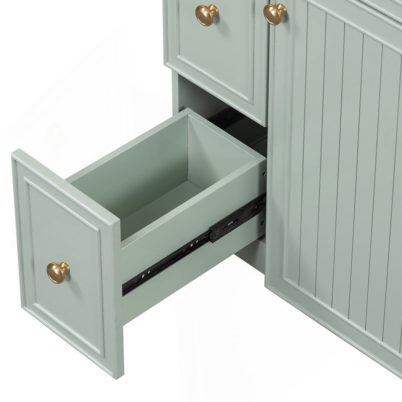 Armoire de salle de bain avec lavabo en céramique Athroom, 2 tiroirs, 1 porte