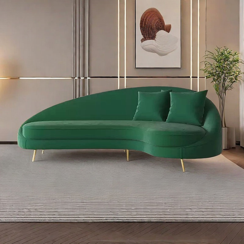 Canapé-lit Curved, Vert foncé, Orienté à droite