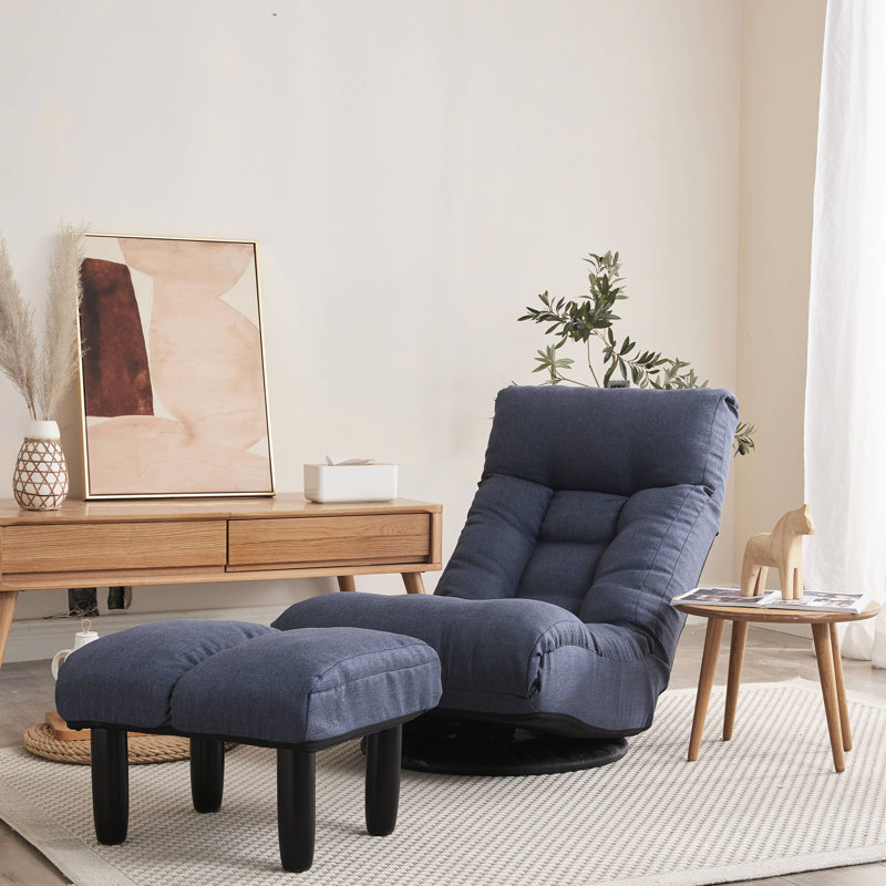 Chaise pliante pour la chambre à coucher, avec sections ajustables - Structure de plancher multifonctionnelle légère en métal 29,32 lb, bleu marine 34,94 po Élevé
