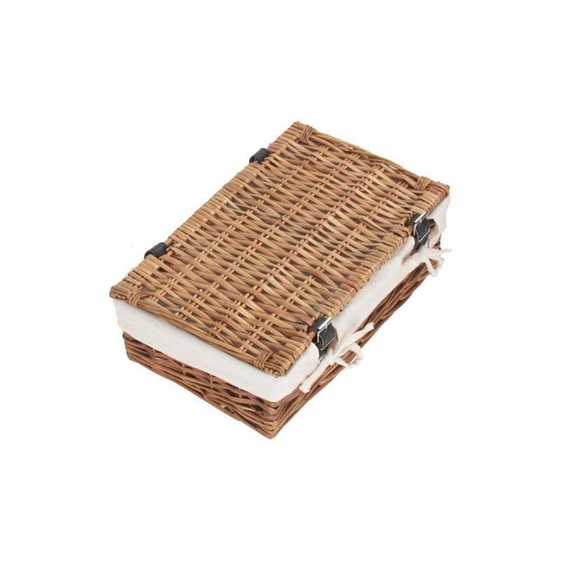 Wicker Lined Packaging Gift Hamper Basket, White, 14cm H x 40cm W x 26cm D
