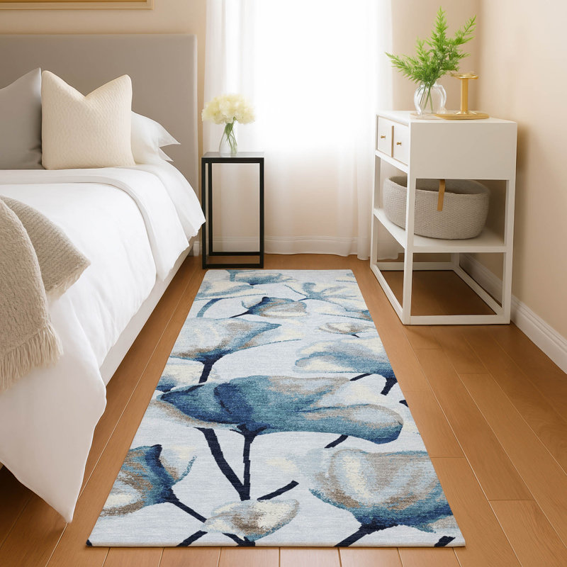Machine Washable Indoor/Outdoor Raemoore ACN2405 Botanical Rug, Runner 2'3" x 7'6"