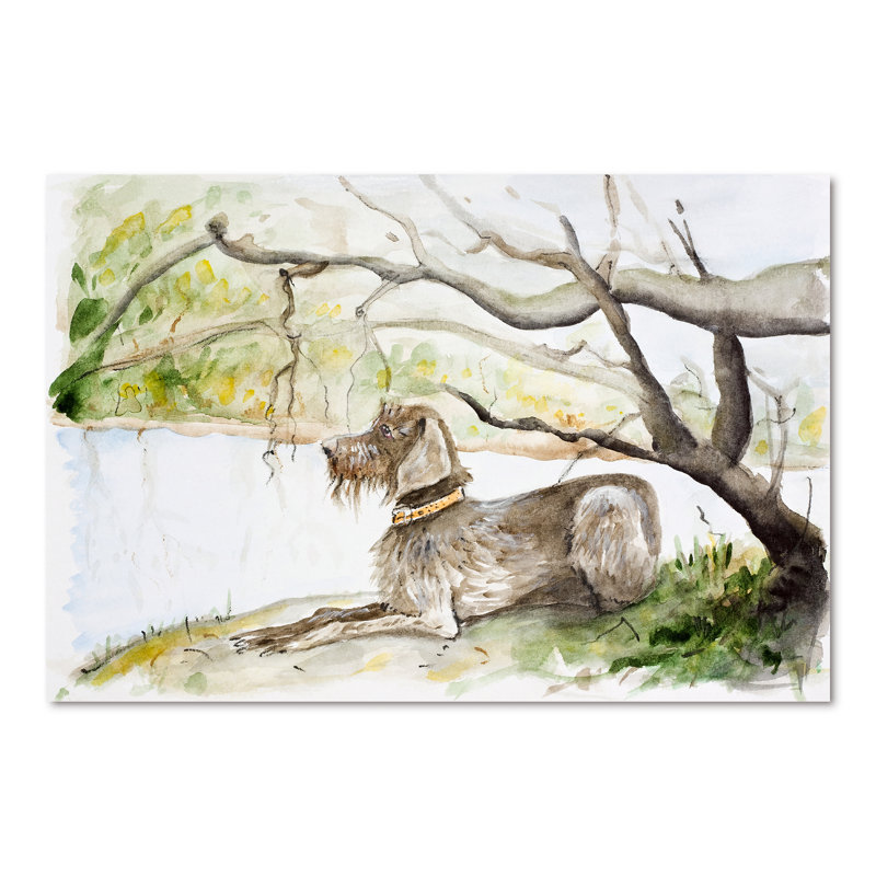 German Wirehaired Pointer - Peinture sur toile, H 40 po x l 60 po, Toile tendue