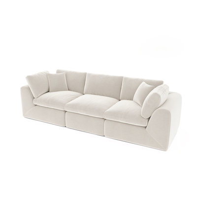 Canapé modulaire sans ossature de 110 pouces de large, canapé infonuagique rembourré 3 places, aucun assemblage requis