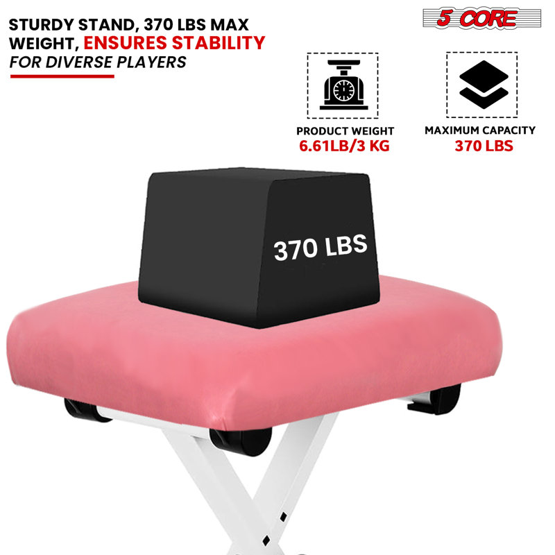 5 Core Keyboard Stand Adjustable z Style Piano Riser + Keyboard Piano Bench PINK