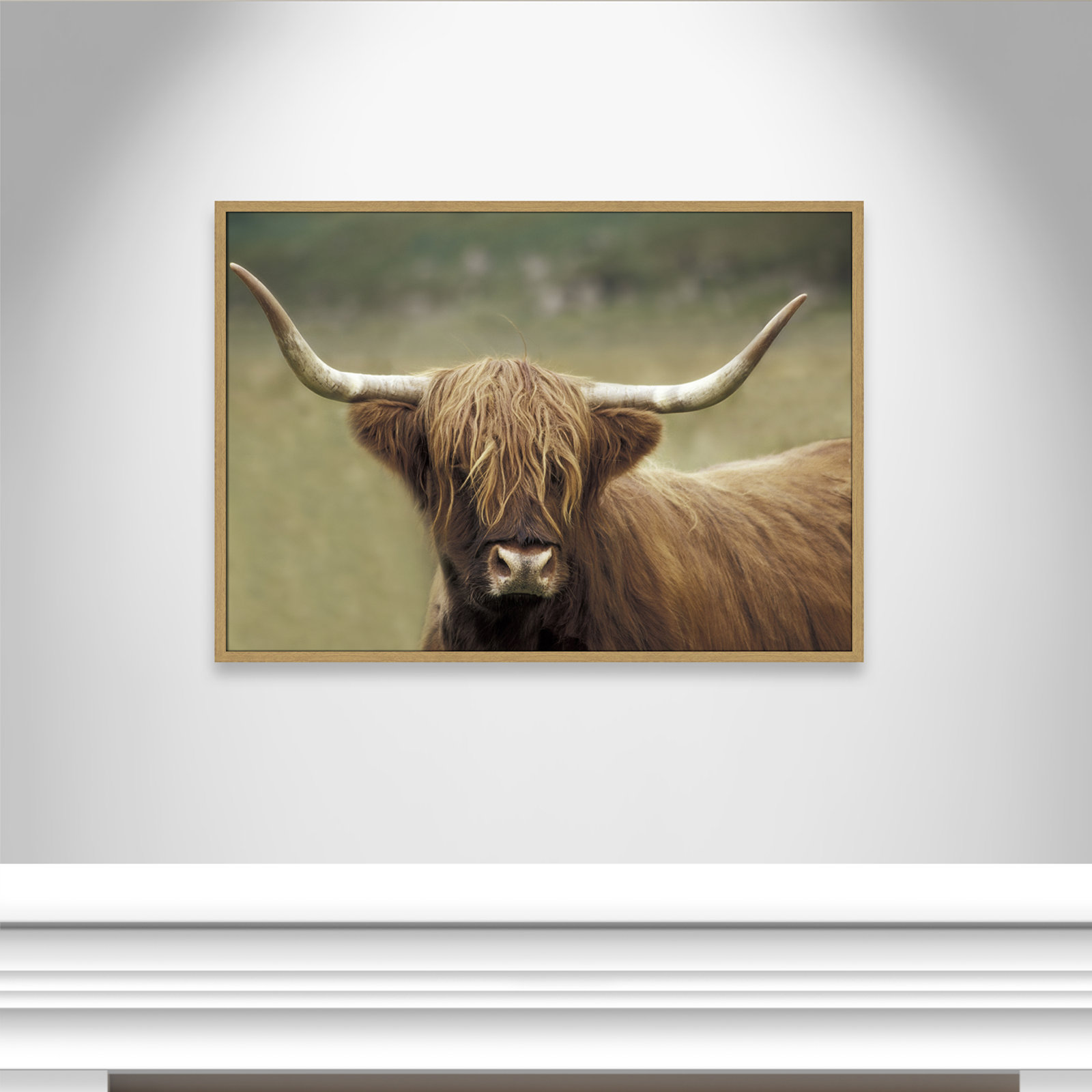 Frederic "Highland Afternoon" Print, 29.5" H x 41.5" W x 0.75" D, Natural Wood Grain Framed
