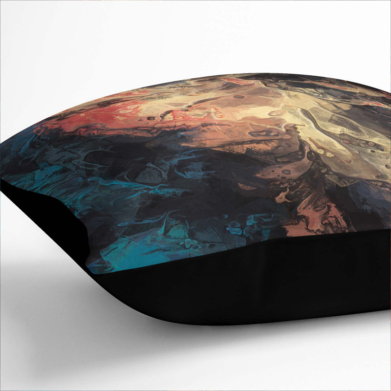 Abstract Square Throw Cushion, 40cm H x 40cm W x 15cm D, Black