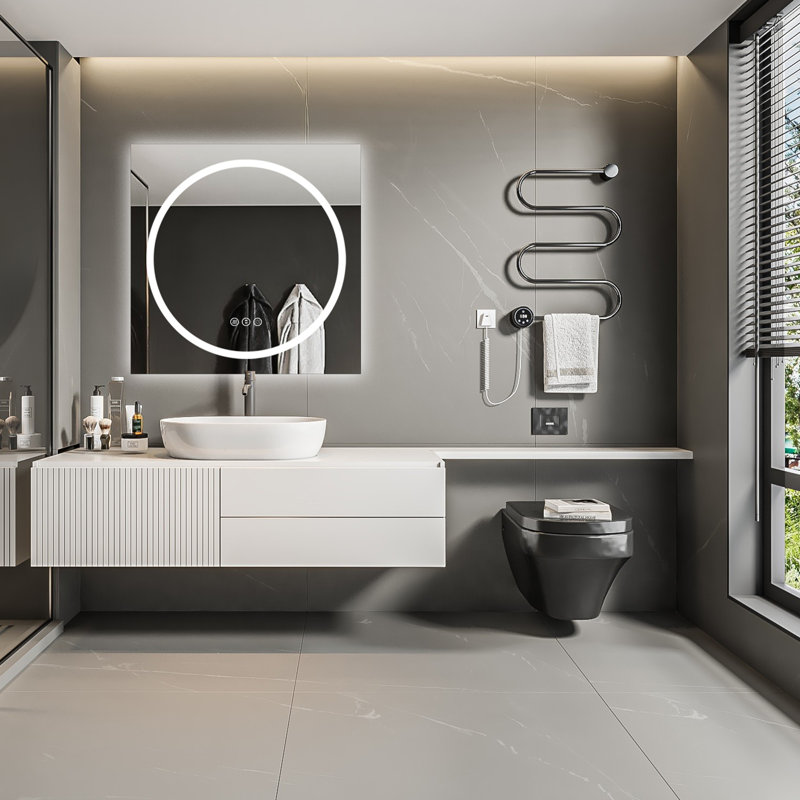 LED Bathroom Mirror with Frontlit and Backlit, 40" x 32"