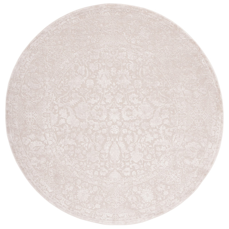 Calidia Oriental Creme/Ivory Area Rug, Round 6'7"
