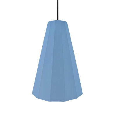 Radiance - Fluted 1-Light Pendant - Sky Blue - Polished Chrome - 9"W x 13"H - Dedicated LED - Rigid Stem