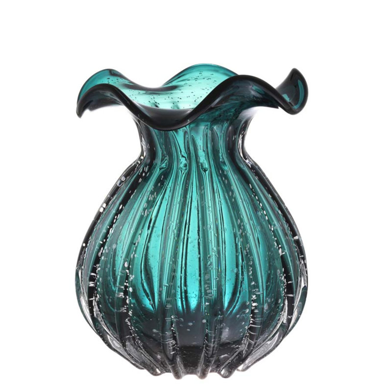 Korakia Handmade Glass Table Vase, 10.63" H x 9.06" W x 9.06" D