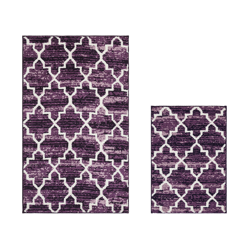 Tapis pour salle de bain Nolynn, Mauve, Ensemble de 2 pièces (17 po x 24 po | 24 po x 40