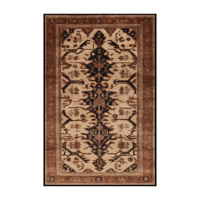 Tapis brun lavable à la machine, Rectangle 5 pi x 7 pi