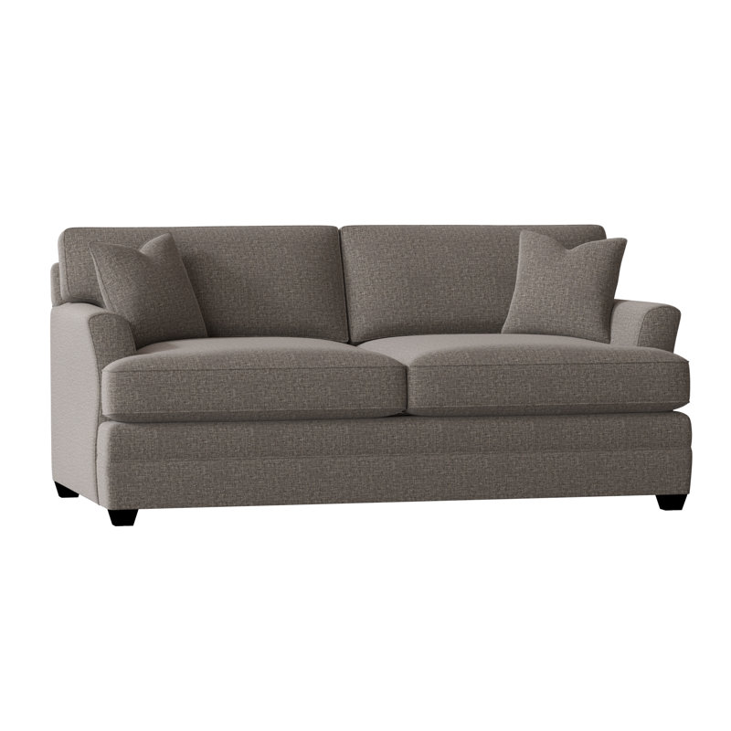 Canapé à accoudoirs évasés de 76 po avec coussins réversibles Harriss, Tissage natté gris anthracite Drusky Sustain®