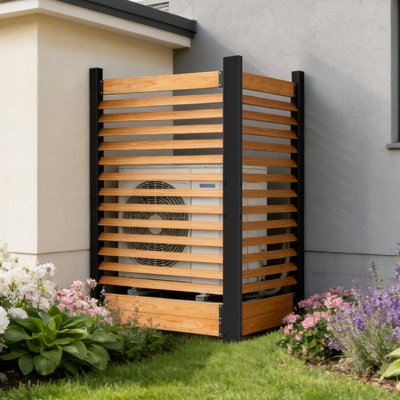Écran d'intimité en bois et en métal de 38 po x H 60 po, clôture pour climatiseur extérieur, équipement de piscine et enceinte de poubelle pour la cour arrière