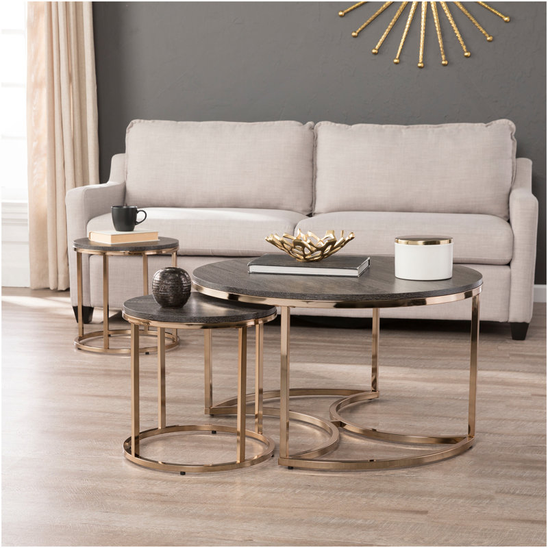 Ensemble de 3 tables basses rondes gigognes