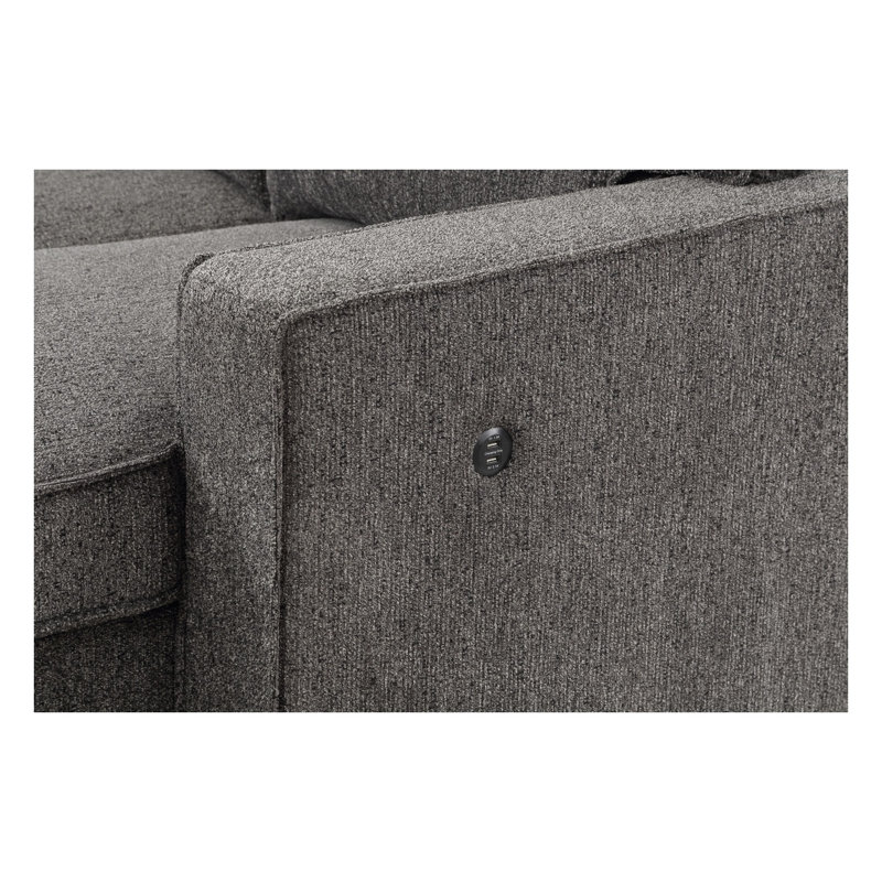 Canapé-lit modulaire réversible en tissu gris foncé 86,5 po avec 2 tiroirs et 2 ports USB Estelle