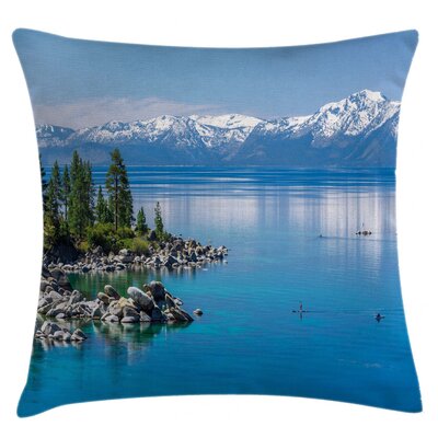 Blue Waters of Lake Tahoe Snowy Mountains Indoor / Outdoor 28"" Throw Pillow Cover -  Ambesonne, min_32748_28x28