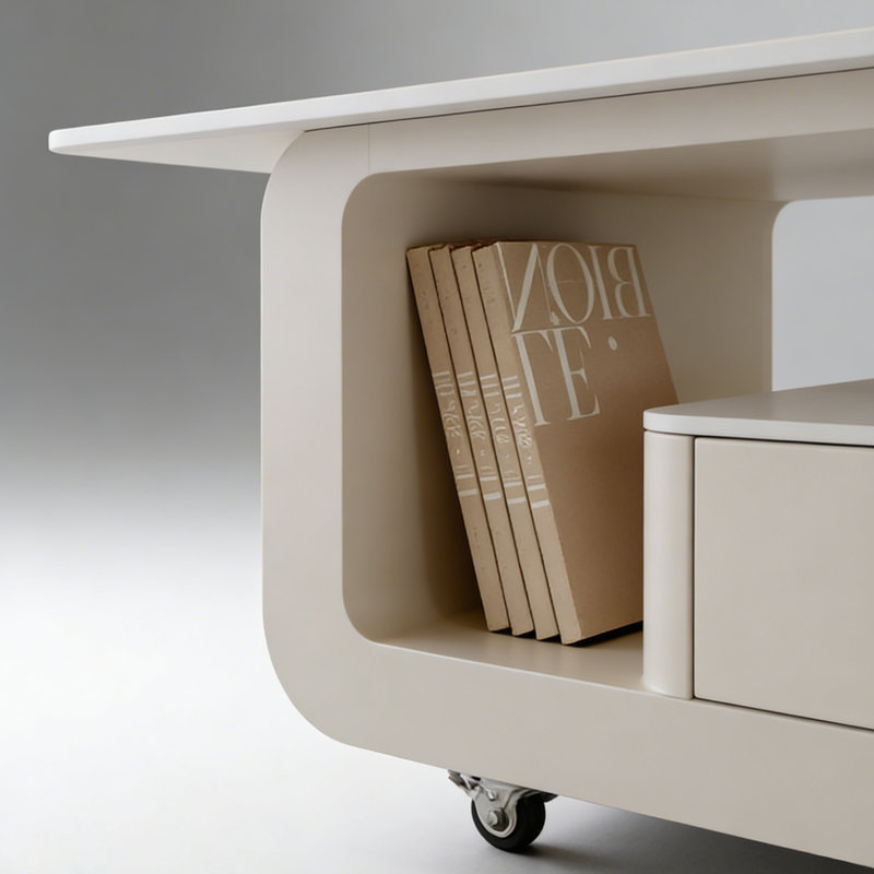 Table basse mobile avec rangement en ardoise, H 17,71 po x L 31,49 po x l 15,74 po, Blanc, Blanc