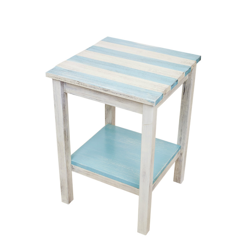 Letendre Solid Wood End Table, Turquoise Sea
