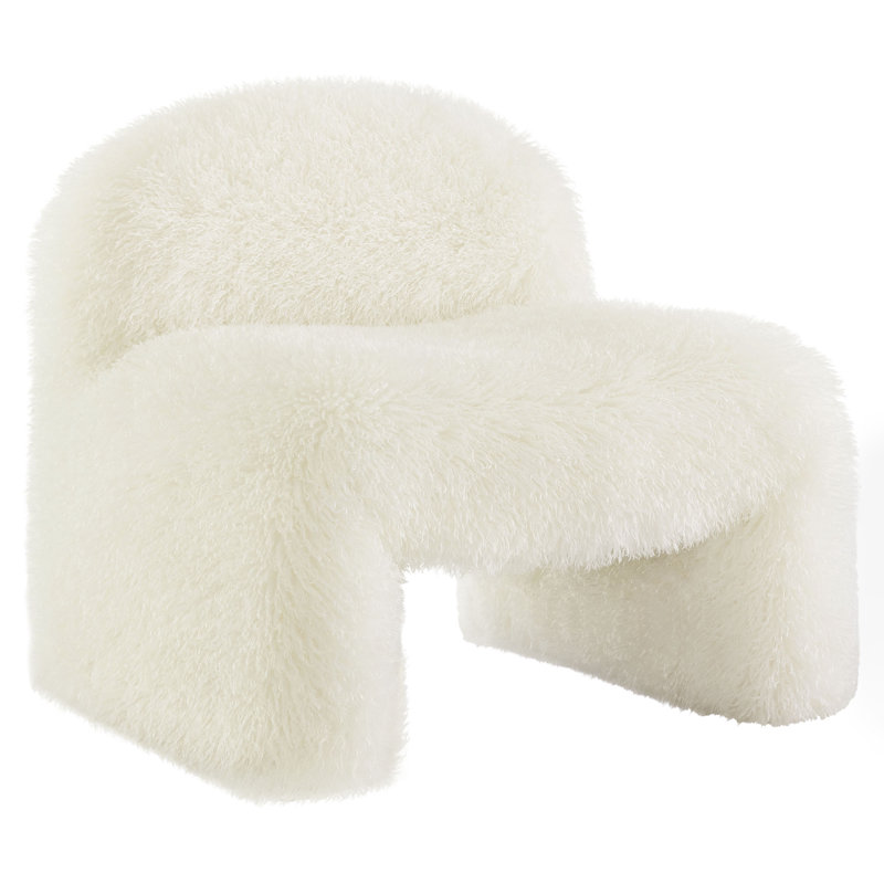 Mina Faux Fur Accent Chair In White, White