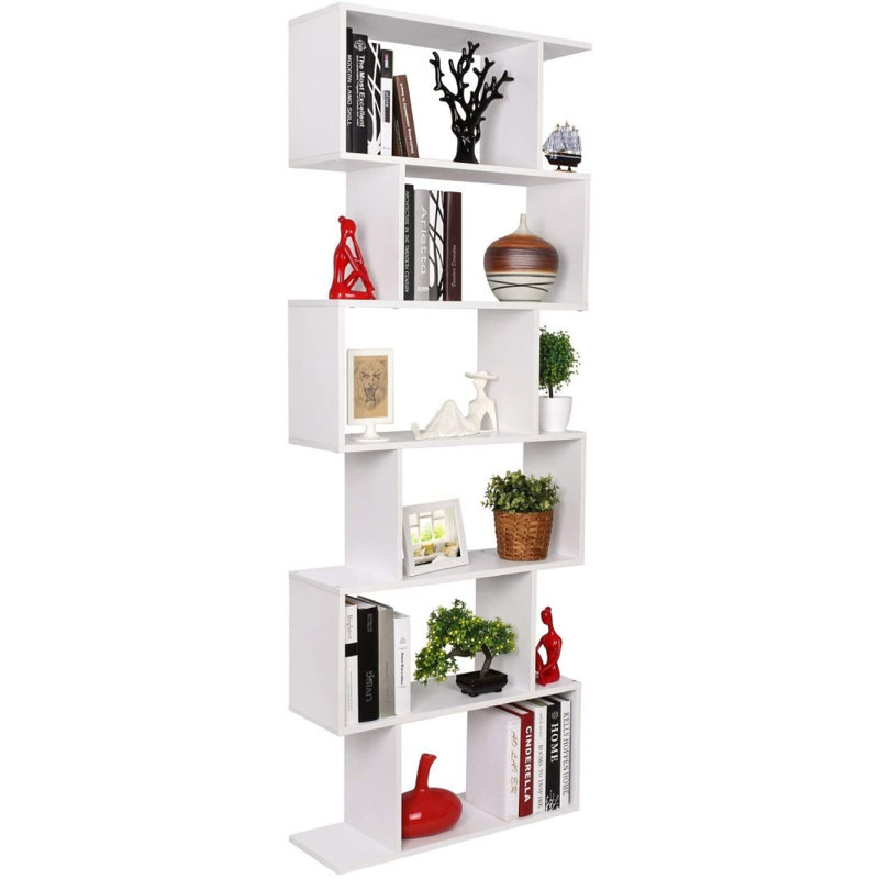 Barnouski 192 cm H x 80 cm W Geometric Bookcase, White