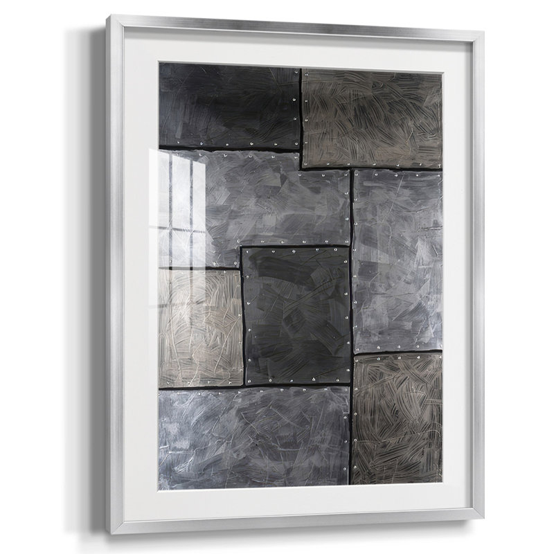 Plaques d'acier II, Papier avec cadre argenté, Blanc