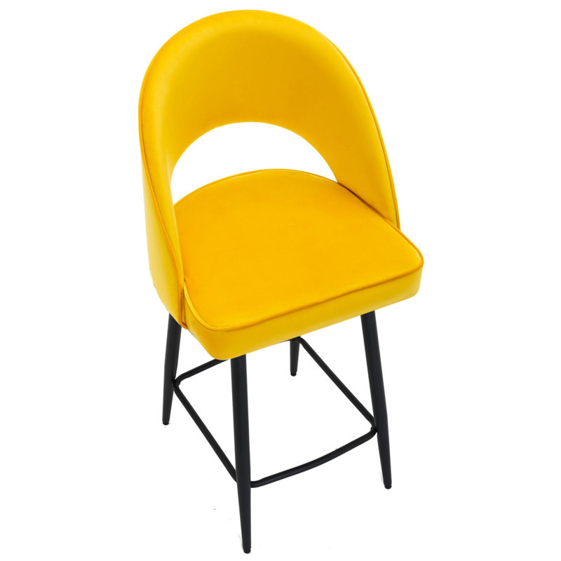 Atka Upholstered Counter Stool with Metal Frame, Mustard