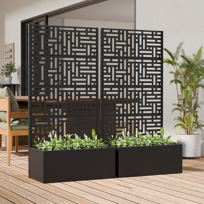 Lit de jardin surélevé 59 po x l 30 po x P 12 po avec jardin en treillis et treillis pour patio
