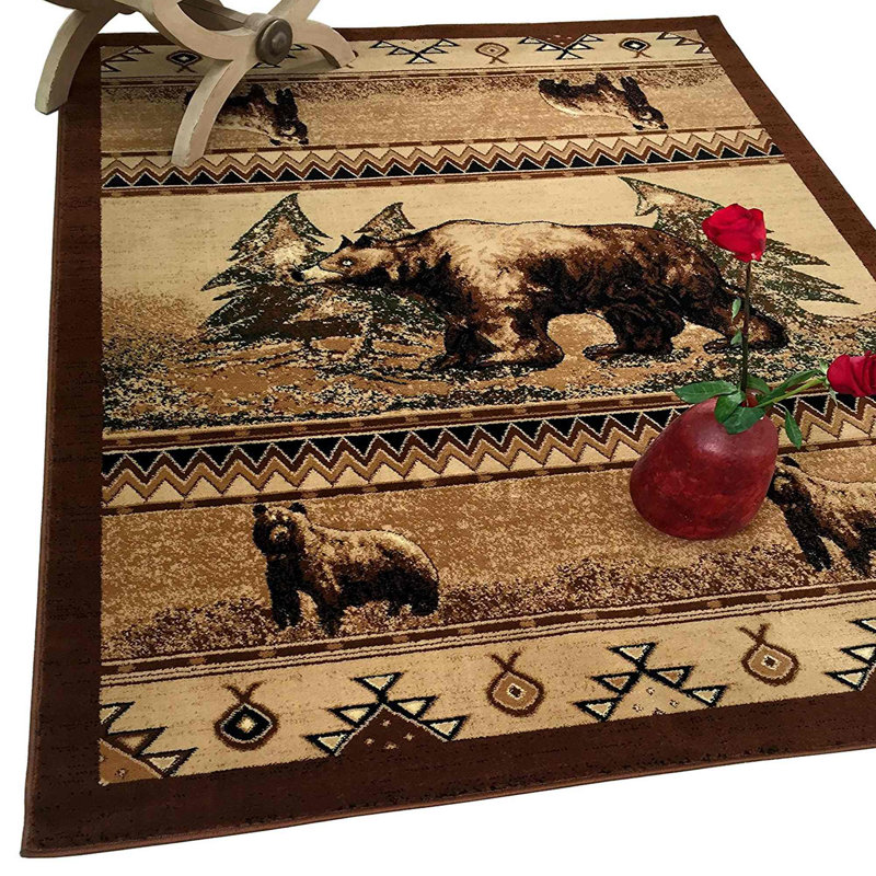 Tapis brun / crème en polypropylène Tristian, Rectangle 2 pi x 3 pi