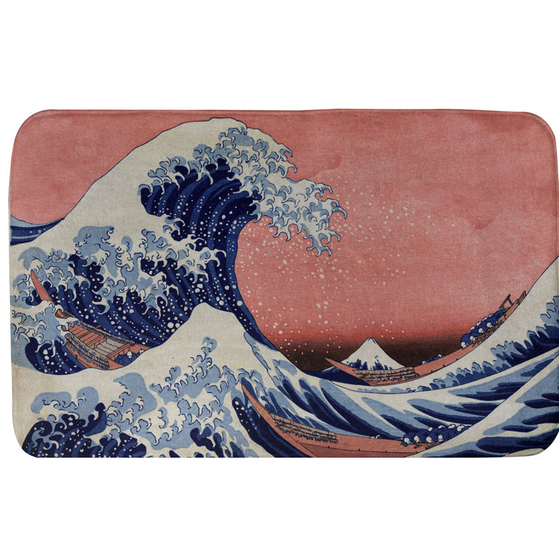 Hague Memory Foam Non-Slip Bath Rug, 21" W x 34" L, Red/Blue