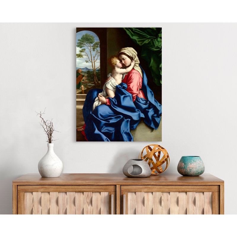 The Virgin And Child Embracing by Sassoferrato - Wrapped Canvas Painting, 70cm H x 50cm W x 4cm D