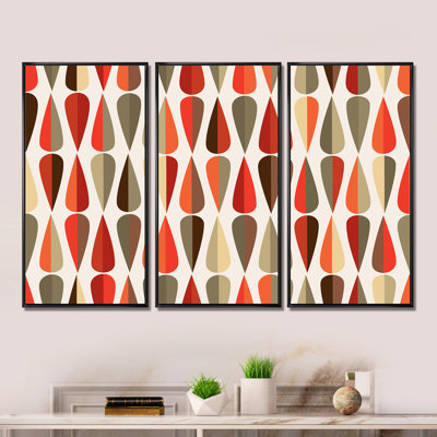 " Retro Abstract Drops IV " 3 - Pieces
