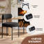 Dining Chairs Modern Teddy Fabric Upholstered Chairs with Curved Backrest and Black Metal Legs-710607603-734110421
