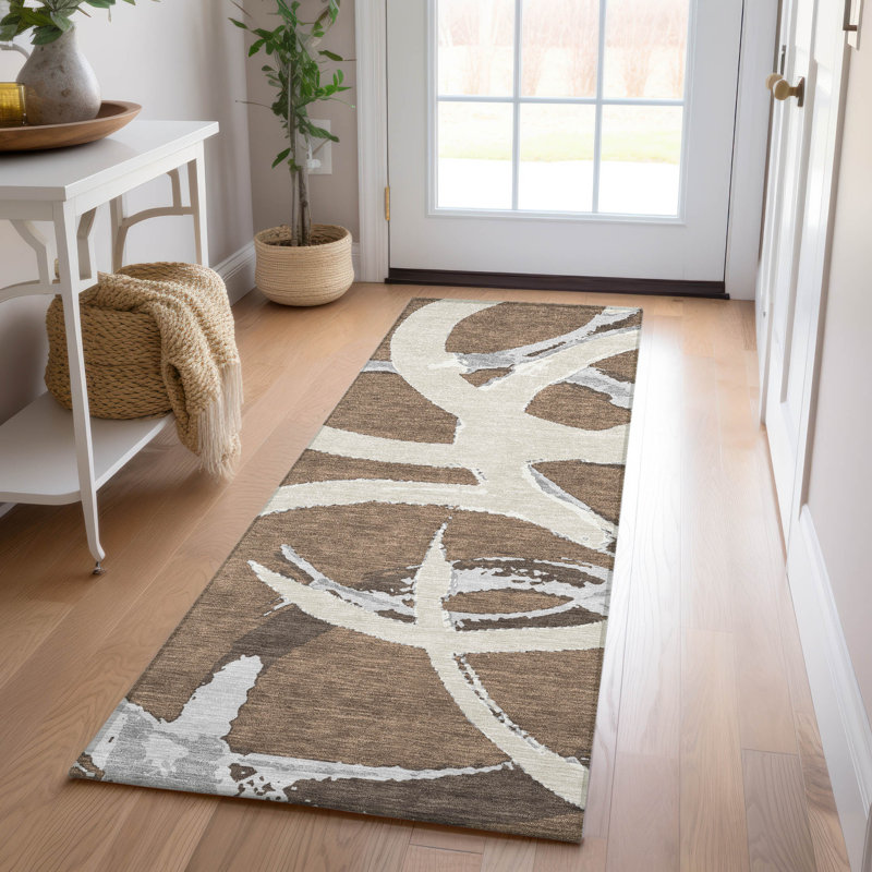  Machine Washable Indoor/Outdoor Chayden ACN1022 Beige Rug, Runner 2'3" x 7'6"