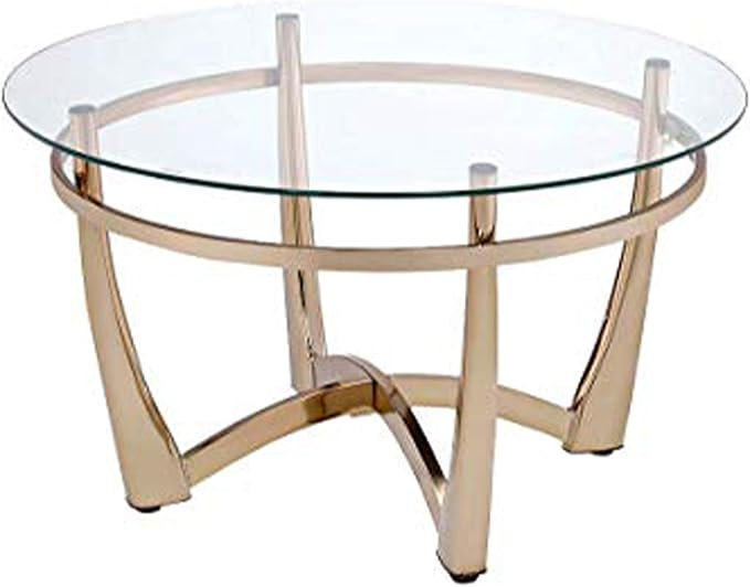  Table basse attrayante ronde en verre transparent doré