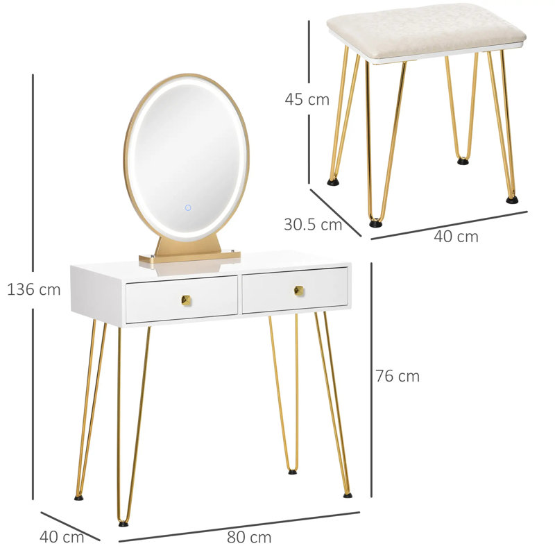 Baldvina Dressing Table with Mirror
