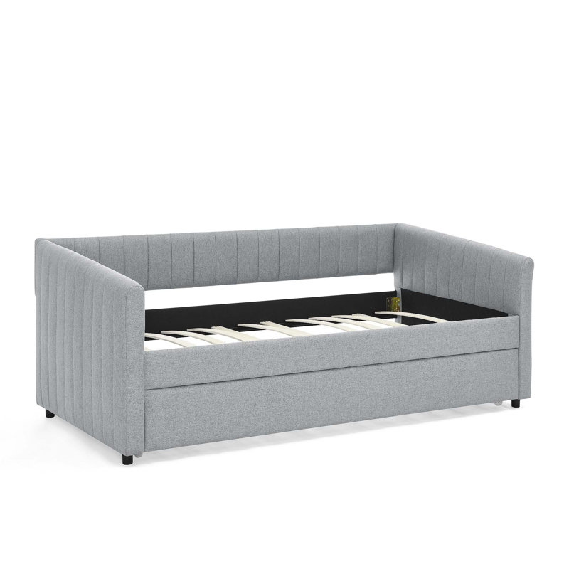 Versatile Upholstered Daybed with Extraordinary Comfort and Functionality, Gray, Twin