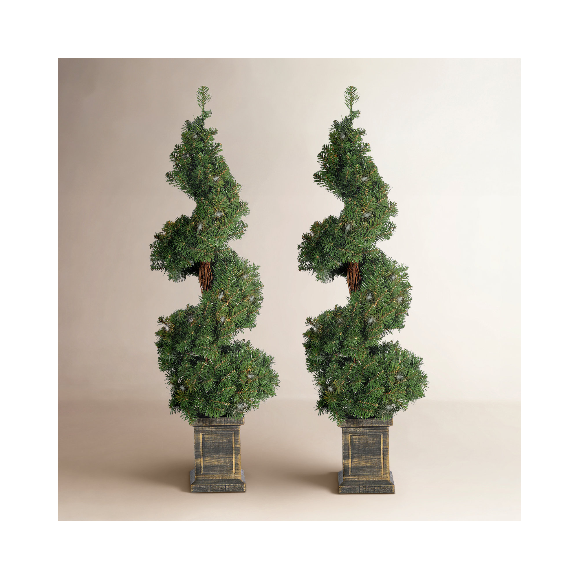3.5Ft Pre Lit Warm White Led Potted Spiral Tree With 35 Lights And 281 Branch Tips