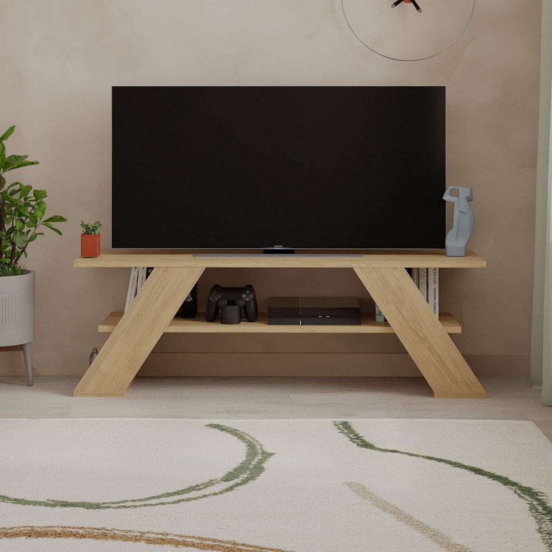 Meuble télé 47,2 po x 15,7 po x 15,8 po Modern Oak | 100% panneau de particules enduit de mélamine, épaisseur: 0,7 pouce | Supporte jusqu'à 33 lb | Brun élégant, parfait pour le salon et les espaces de divertissement