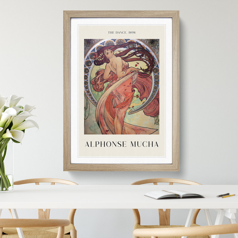 The Dance by Alphonse Mucha - Picture Frame Painting, Oak Framed, 48cm H x 36cm W x 2cm D