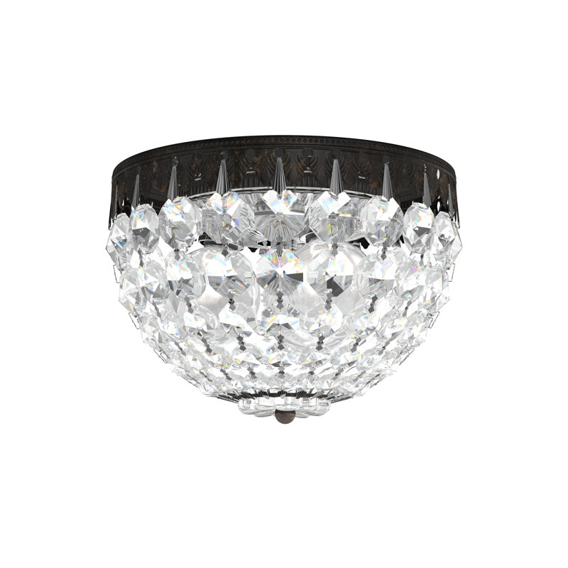 Petit Crystal Flush Mount, 6.5" H x 12" W x 12" D, Heirloom Bronze/Clear
