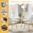 31.5" Round Dining Table Set For 4, Modern Tulip Base All Metal Table With  4 Velvet Upholstered Chairs-394992434-394992435